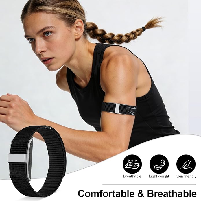 Bicep Bands Compatible with Hume Band, Hook and Loop Replacement Strap, Soft Nylon Sport Arm/Ankle Band Breathable Adjustable Wristband for Hmue Health band