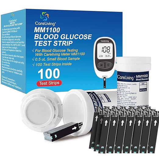 MM1100 Blood Glucose Test Strips, for Diabete Sugar Testing, 100 Count