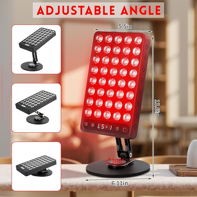 Red Light Therapy, 40 LEDs 660nm Red 850nm Near Infrared Light with Timer, High Power Panel Lamp Device for Body, Skin, Face, Recovery, Improve Sleep (Black)