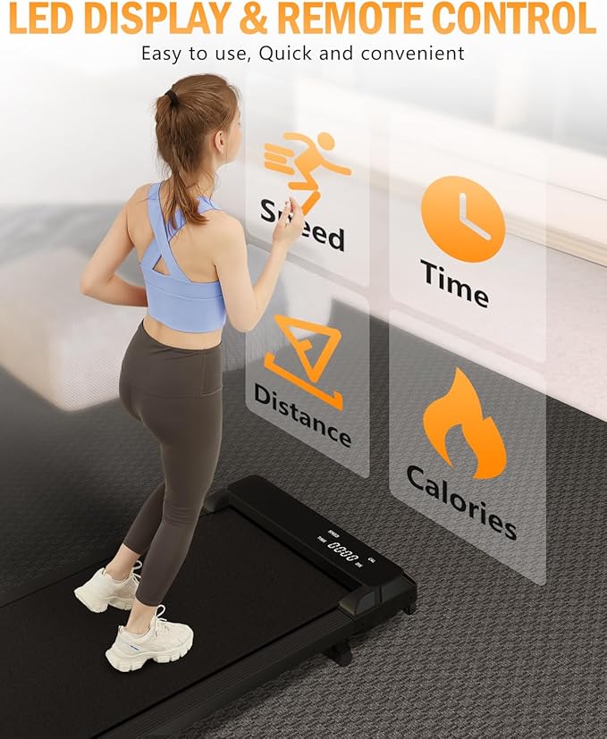 Walking Pad with Handle Bar,5% Manual Incline Walking Treadmill for Home Office,2.5HP Super Quiet Foldable Treadmills with Handrails,300 LBS Small Under Desk Treadmill with LED Display,Remote Control