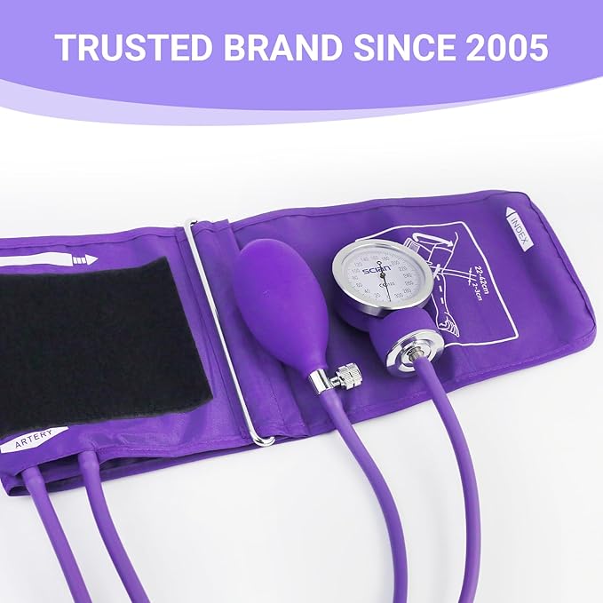 SCIAN Manual Blood Pressure Cuff - Aneroid Sphygmomanometer with European Cuff 8.7-16.5" and D-Ring, Come with Carrying Bag for Nurse Doctor Senior Adult, Purple