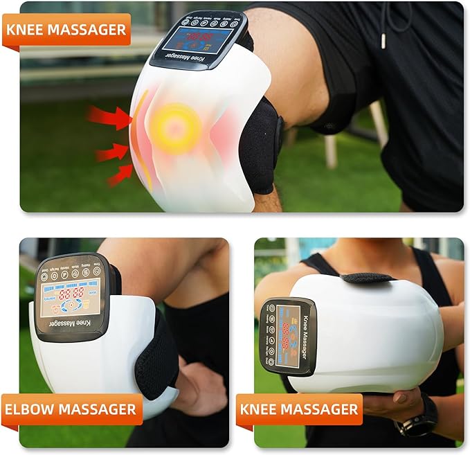 DEITY Knee Massager Smart with Heat, Vibration, 3D Massage, Red Light, 4-in-1, Cordless Portable Knee Massager with LED Large Screen, Gifts for Grandma & Grandpa