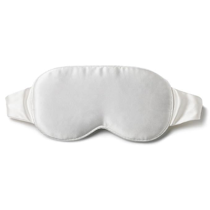 Fishers Finery 25 Momme 100% Organic Mulberry Silk Hypoallergenic Contour Eye Mask - 3D Sleep Mask, Skin Friendly, Zero Eye Pressure - New and Improved Style (Natural White - Undyed)