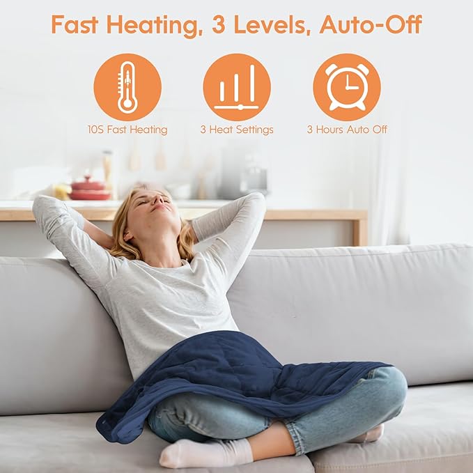 OKK Weighted Heating Pad, Heating Pad for Back Pain Relief, 33"x17" Extra Large Full Body Portable Weighted Heated Pad for Cramps Neck Shoulder, 2lb, 3 Heat Settings, 3 Hours Auto Off Heat Pad