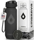 Embrava 24 oz Water Bottle with Time Marker - BPA Free Motivational Sports Bottle - Leak Proof Flip Top Lightweight Tritan Plastic - Gym School Office Hiking - Time Marked Water Bottles for Women Men
