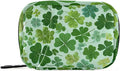 Green Nature St Patrick Clovers Travel Pill Organizer Case Box Container Weekly Portable Vitamin Medicine Holder Storage Bag with Zipper Removable