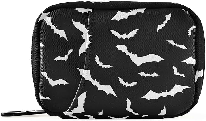 Pill Box Halloween Bats 7 Day Pill Case Travel Pill Organizer Bag with Zipper Portable Weekly Vitamin Medicine Supplement Holder Pouch Bag