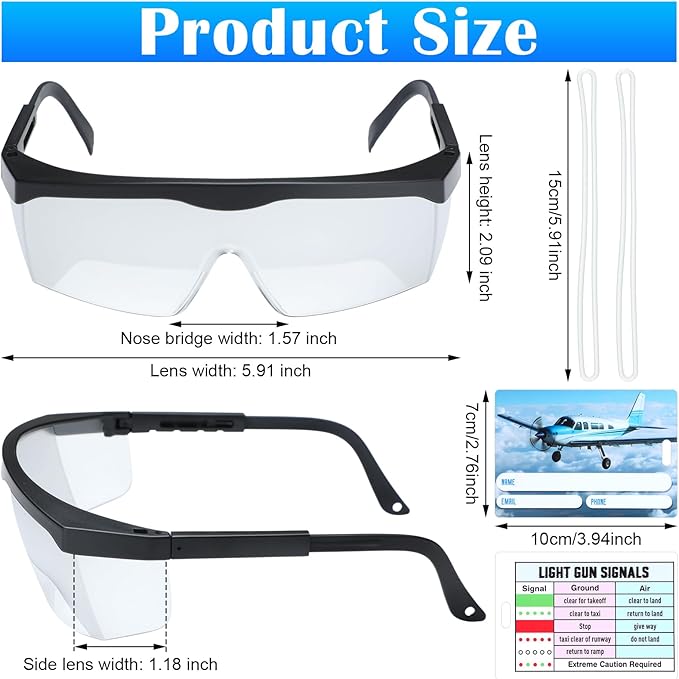 2 Set Aviation Flight Training Glasses Adjustable View Limiting Goggles Device, Tag Light Gun Signal(Clear, Black)