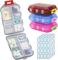 4PCS Travel Pill Organizer Portable Pocket Pill Case Small Pill Box for Purse Medicine Organizer Have 10 Compartments Storage Vitamin Fish Oil by INVODA (4 Pack+Lables)