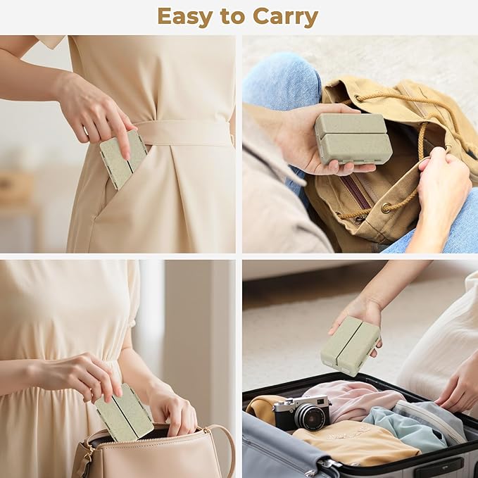 Zentiky Small Daily Pill Organizer with Labels, Medicine Pill Organizer Fit with Your Purse or Pocket for Travel to Hold Vitamin, Fish Oil, Supplement,Cotton Swabs, Bandages or Jewelry-Khaki