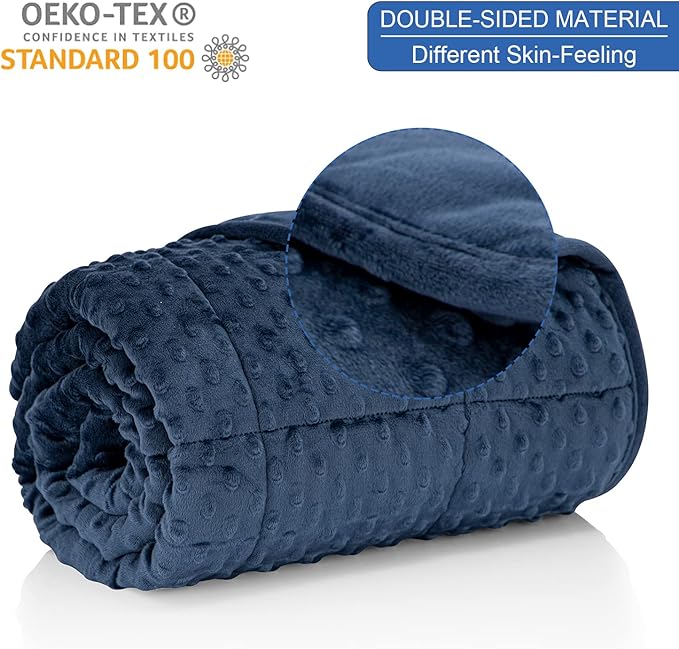 Weighted Blanket Queen 20lbs for Adult(60"×80",Navy Blue) Breathable Soft Minky Weighted Throw Blanket for All Season,Heavy Blanket with Premium Glass Beads