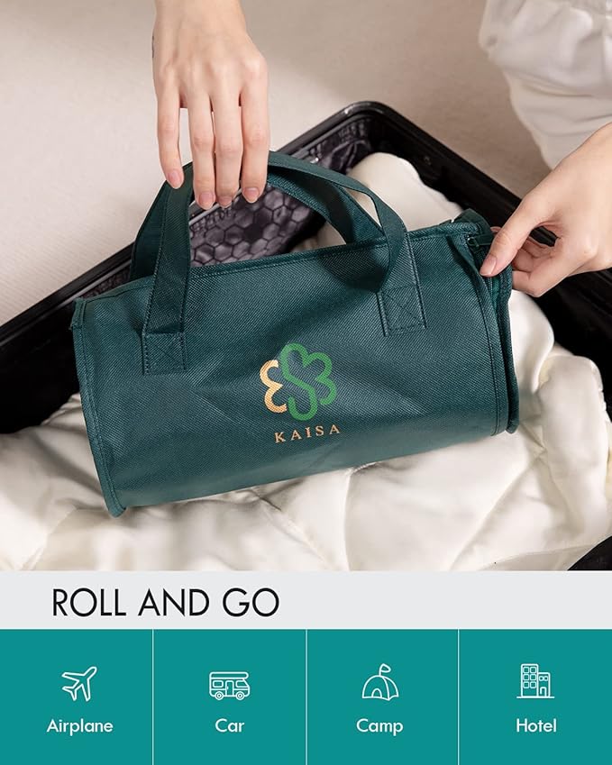 Kaisa Weighted Blanket for Adults(5 lbs, 23"x29"), Weighted Lap Blanket Machine Washable, Small Heavy Blankets with Glass Beads for Home Sleep &Travel,Green