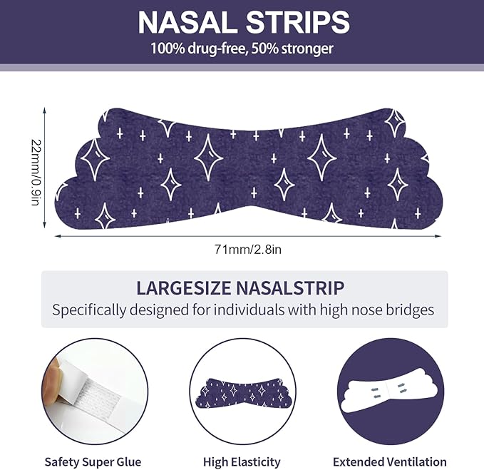Nasal Strips for Snoring - Extra Strength Nose Strips for Breathing - Nose Tape for Sport, Work and Sleep - Anti Snoring Strips Help Stop Snoring (Blue-32PCS)