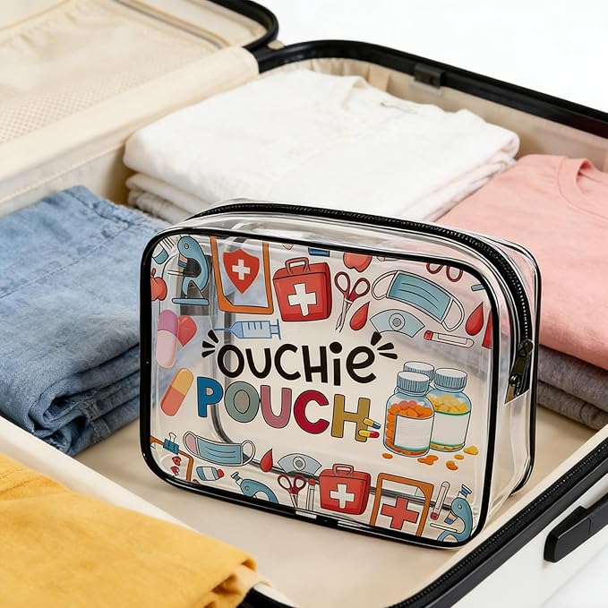 ZAHSY Medicine Ouch Pouch First Aid Bag Organizer Gift Bags for Travel Trailer Accessories Pill Med Storage Bag with Zipper Funny Ouchie Pouch for Best Friend Medical Medicine Bags for Daughter