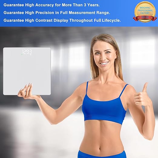 Homebuds Bathroom Scale for Body Weight, Precision 0.1lb by Our Professional Factory Since 2001, Weight Scale LED Display and Step-On, 3*AAA Batteries Included, 400lb/182kg, Silver