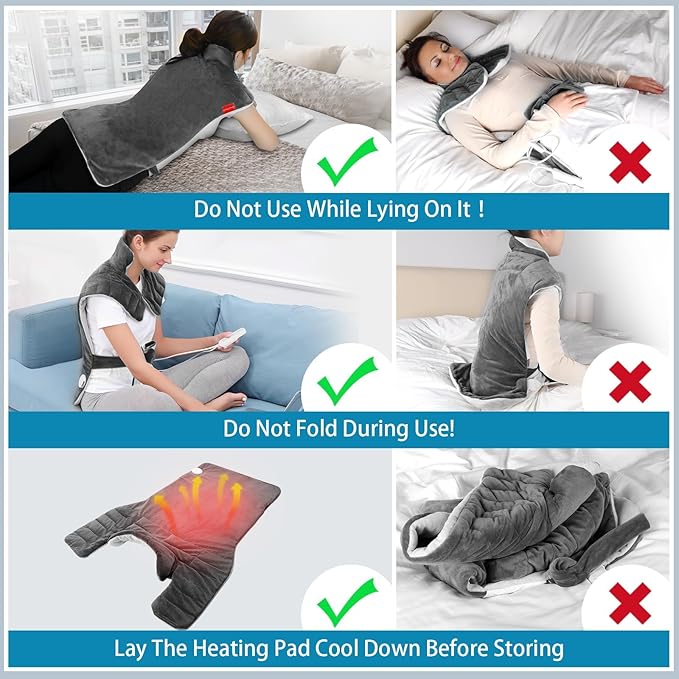 Comfytemp Heating Pad for Back Neck Shoulders, Weighted Heating Pad, Valentines Day Birthday Gifts for Women Men Mom Dad Elderly, Extra Large Electric Back Heated Wrap with Auto-Off, 22"x33", Grey