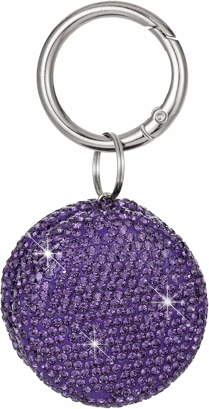 Keychian Pill Holder Round Pill Organizer Key Chain Tiny Pill Case Portable Small Medicine Container for Ring Earplugs Coin (Purple)