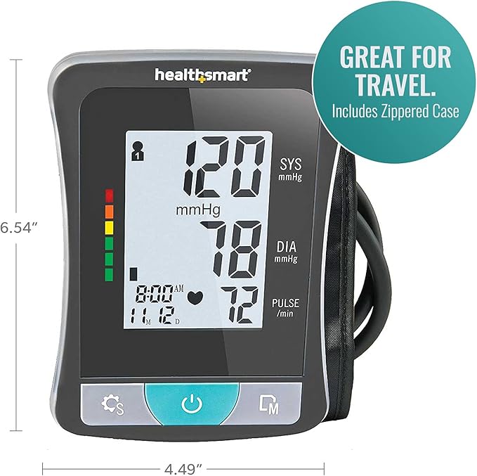 HealthSmart Digital Select Arm Blood Pressure Monitor with Automatic Upper Arm Cuff that Displays Blood Pressure, Pulse Rate and Irregular Heartbeat, Stores up to 120 Readings for 2 Users