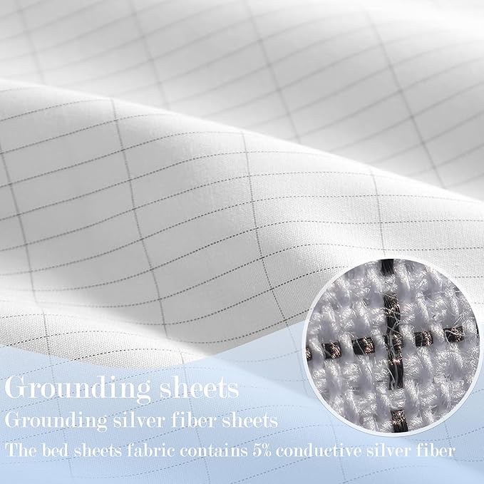 Ali King Grounding Sheets - Twin XL Size, Soft Cotton with Silver Fiber, 15'' Deep Pocket Earth Grounding Fitted Bed Sheets for Improved Sleep (Beige, Twin XL 39''*80''*15'')