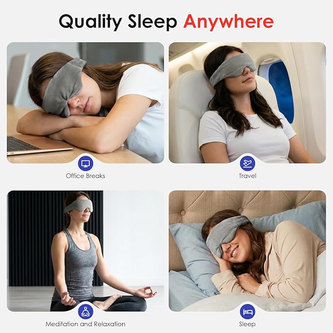 Akakios Heated Eye Mask for Dry Eyes, Microwavable Moist Heat Eye Masks Warm Compress for Dark Circles and Puffiness, Relief Stye Treatment, with Washable Cover(Gray)