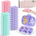 Layhit 30 Pcs Travel Pill Organizer Bulk with Labels Portable Daily Pill Dispenser 8 Compartments Medicine Storage Case for Vitamins, Fish Oils, Supplements (Blue,Pink,Purple)