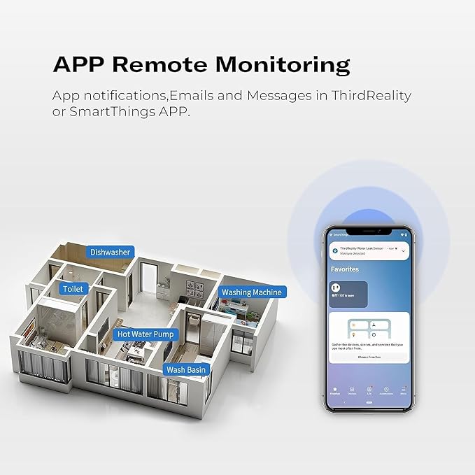 THIRDREALITY Zigbee Water Leak Sensor with Dripping Detection 4 Pack, 120 dB Alarm, App Notifications Enabled When Compatible with Home Assistant and Compatible Zigbee HUB, Batteries Included