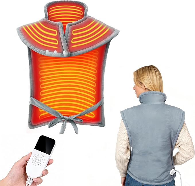 Full Body Heating Pad 23.5''x35.5'', Heating Pad for Neck and Shoulders and Back, with 36 Heat Settings, 18 Timers, Birthday Christmas Gifts for Women Men Mom Dad Elderly (Gray)