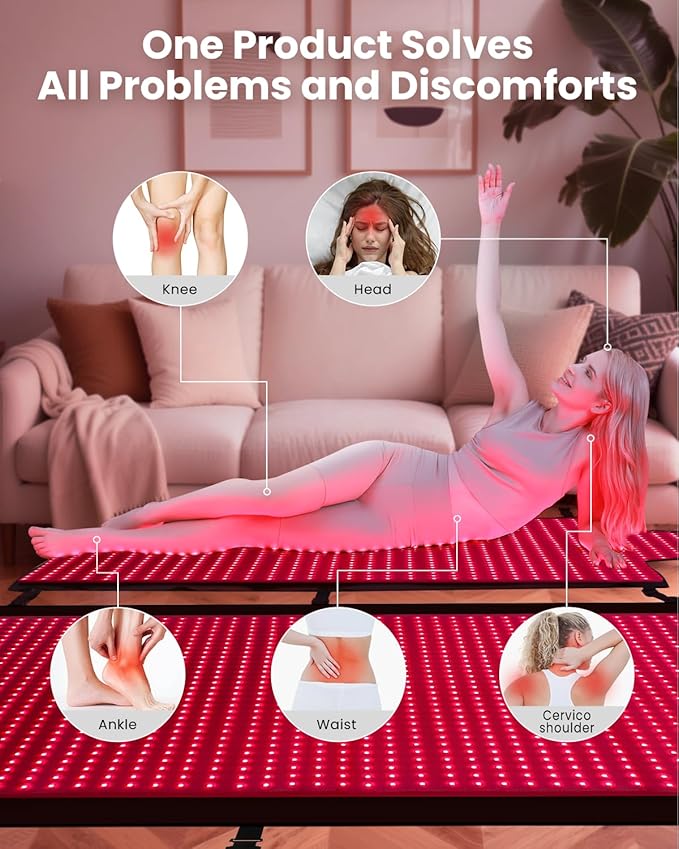Red Light Therapy Mat Full Body 74.8"x33.6", Infrared Red Light Therapy Blanket with 2630 LEDs, 660nm & 850nm Dual Wavelength, Pulse Modes, Timer & Intensity Control