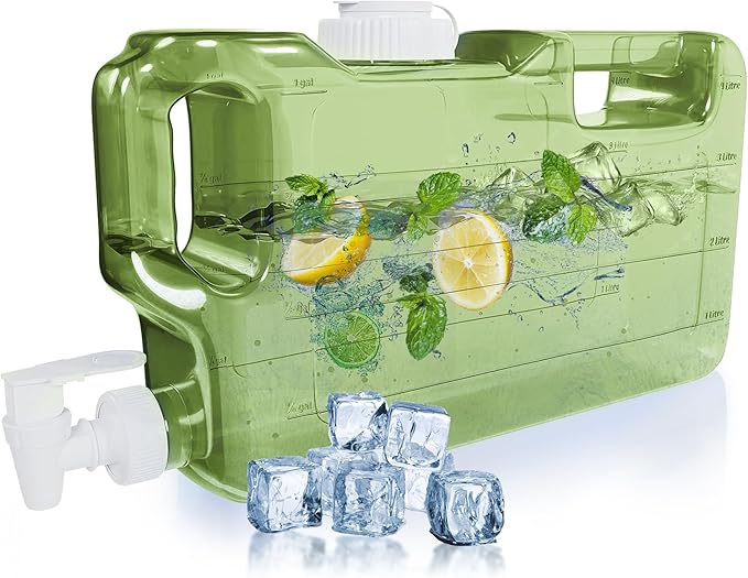 Refrigerator Water Dispenser 1.1 Gallon – Leak-Proof Slim Fridge Water Container with Spigot – BPA-Free Refillable Water Jug (Lime Green)