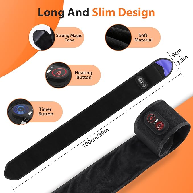 Cordless Heating Pad for Arm, Elbow, Wrist, Leg, Stomach, FSA Eligible HSA Approved Extra Long Portable Heated Brace Wrap with 3 Time Settings, 3 Heating Levels, Large Heating Area
