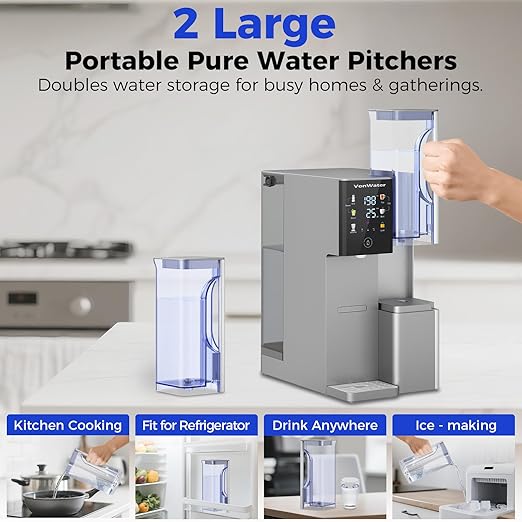 CT910WP Pure Water Pitcher 1.2L/40.6oz, for CT910G CT910GH C5 Countertop RO System (Gray)