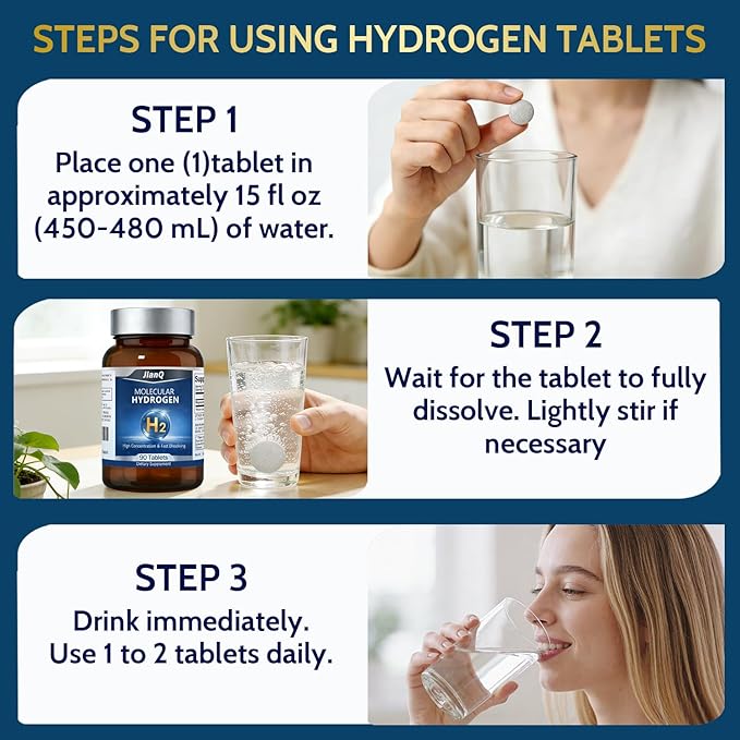 Hydrogen Water Tablets - Molecular Hydrogen Tablets for Drinking Water, Unflavored 12 PPM H2 Tabs with Magnesium - 90 Fast-Dissolve Tabs for Energy, Focus & Antioxidant Support