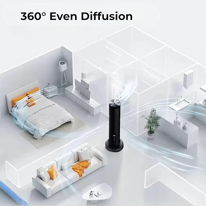 Waterless Nebulizing Essential Oil Diffuser – Wireless Rechargeable Bluetooth App Control – Cold Air Aromatherapy Scent Machine for Large Rooms, Home, Office & Spa – Quiet & Portable, Black