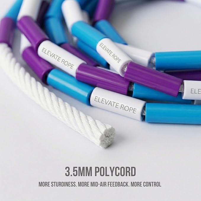 Elevate Rope Professional Beaded Jump Rope - 3m Adjustable, Quality Beads & Poly Cord - For Freestyle, Cardio & Tricks - All Levels & Indoor/Outdoor Use