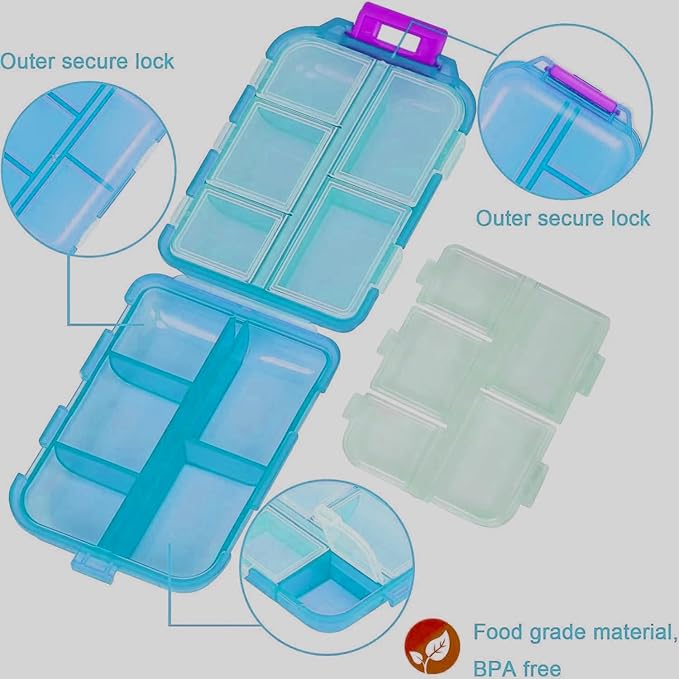 Weekly 7 Day Pill Organizer, Travel Pill Box, Pill case, Medicine Organizer, Pill Container, Pillbox 7 Day, Pill Dispenser, Medication Organizer, Pill Organizer Weekly