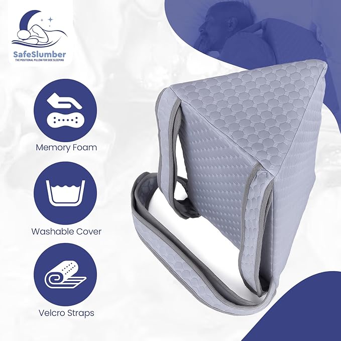 Positional Pillow - Anti-Snoring Memory Foam Pillow - Ideal for Throat Related Snoring Relief & Supports Healthy Side Sleep Positioning