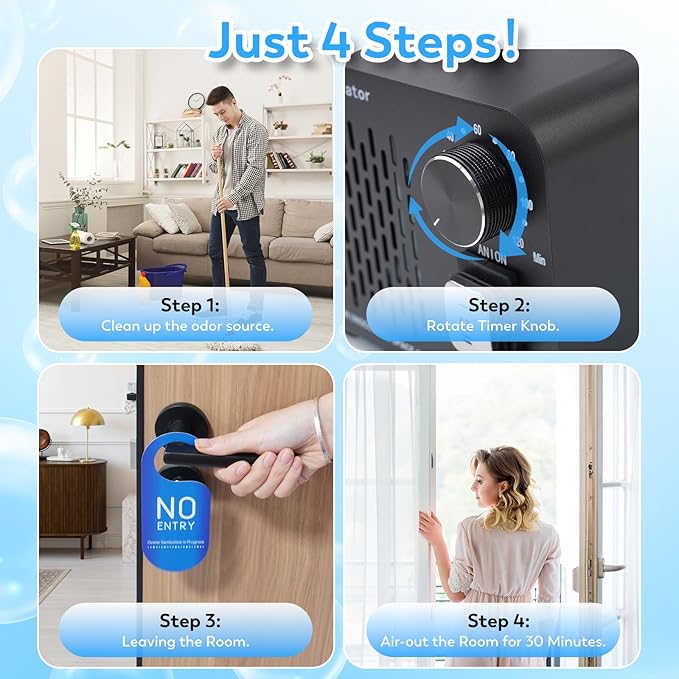 Ozone Machine Generator 68,000 Mg/H Negative Ion High Capacity Ozone Odor Eliminator Ionizer Air Purifier Deodorizer for Home, Basement, Smoke and Pet Room