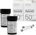 ARKRAY GLUCOCARD Expression Blood Glucose Test Strips - No Coding, 0.8 Microliter & Fast 6-Second Results - Compatible with GLUCOCARD Expression Blood Glucose Meter - 100 Count (2 Packs of 50)