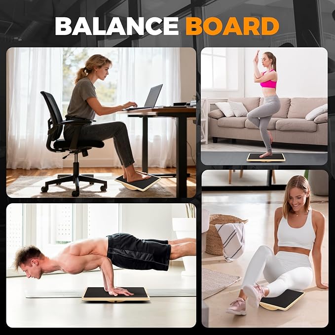 2-in-1 Wooden Balance Board with Adjustable Incline (15°–35°) – Slant Board & Calf Stretcher for Balance Training, Core Strength, and Ankle Mobility – Solid Wood, Non-Slip Surface, Ideal for Home Gym & Physical Therapy