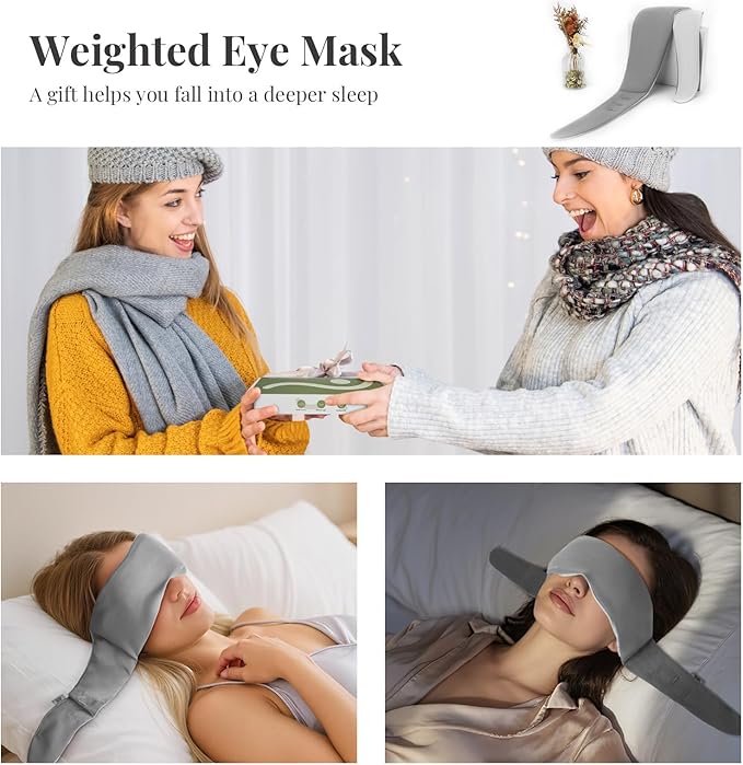 Weighted Eye Mask for Sleeping, Blackout Gravity Sleep Masks Women, Cloud-Like Comfort Softness, 3D Contoured, Memory Foam