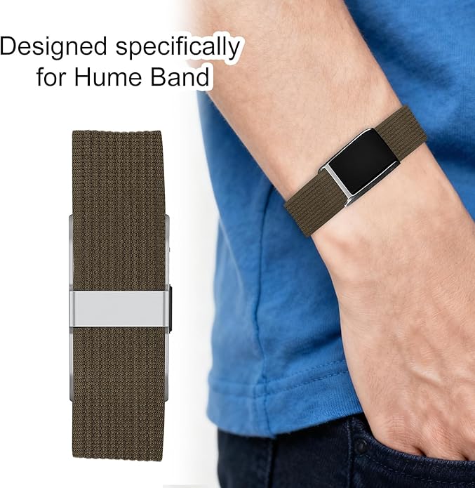 Replacement Nylon Loop for Hume Band, Soft Breathable Woven Wristband with Adjustable Metal Buckle for Hume Health Band Fitness Tracker All-Day Comfort Wear
