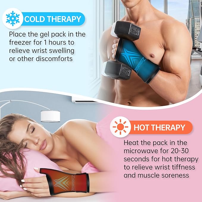 Wrist Ice Pack Wrap for Pain Relief Reusable Wrist Brace Cold Gel Gloves Hand Thumb Ice Packs for Injuries Surgery Recovery Hot Cold Compress Therapy for Carpal Tunnel Tendonitis Swelling Arthritis