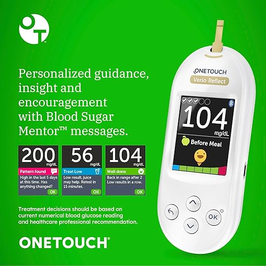 OneTouch Verio Test Kit - Includes Verio Reflect Blood Glucose Meter, 30 Lancets, Lancing Device, & 30 Test Strips - Diabetes Care Supplies