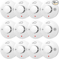 Smoke Detector, Fire Alarms for Home, Battery Powered Photoelectric Smoke Alarm with Test/Mute Button,12 PCS