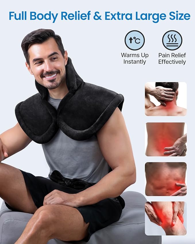 RENPHO King Size Heating Pad for Back, Mothers Day Gifts & Birthday Gifts for Mom Wife Men, FSA Eligible, 24"x37" XL Large Weighted Electric Heat Pad for Neck and Shoulders, ETL Certified, Black