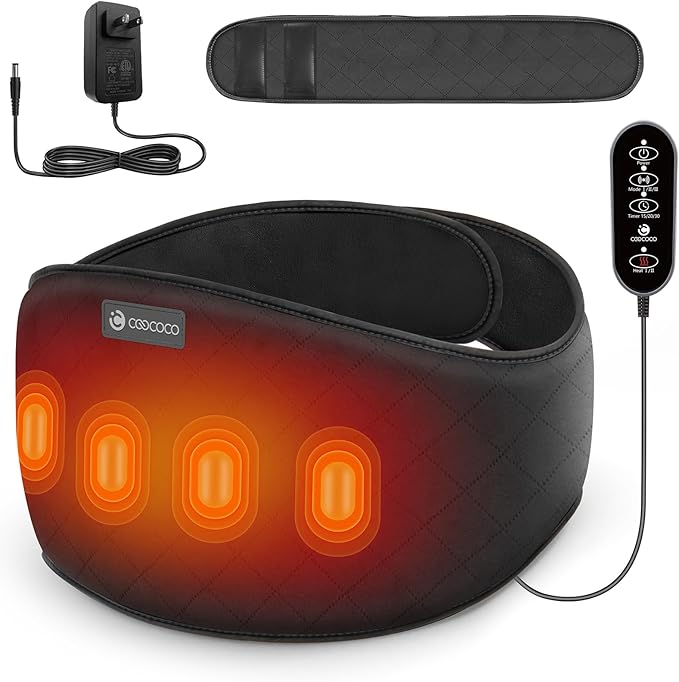 Back Massager with Heat, Lower Back Heating Pad for Pain Relief, CooCoCo Heated Waist Belt with Auto-Off, Heat Pad for Women Men Mom Dad (Corded)