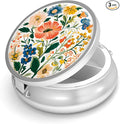 Pill Box-3 Compartment Small Pill Case for Purse & Pocket Mini Metal Pill Holder Travel Pill Container to Hold Supplements Vitamins BPA-Free (Wildflowers)