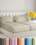 Split King Size 5 Piece Sheet Set - Extra Soft, Breathable & Cooling Sheets - Hotel Luxury Bed Sheets for Women & Men - Deep Pockets, Easy-Fit & Wrinkle-Free Sheets - Beige Stripes Oeko-Tex Bed Sheets