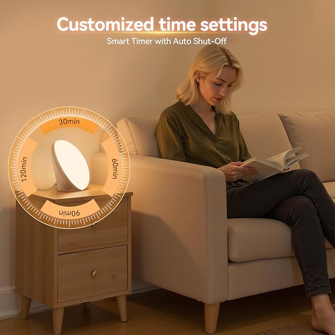 670nm Red Night Light, Red Night Sleep Lamp for Bedroom, Light Therapy Lamp with 10000 Lux Sun Light, 5 Color Temperatures, 5 Brightness Levels, 4 Timer Settings, Smart Touch & Remote Control