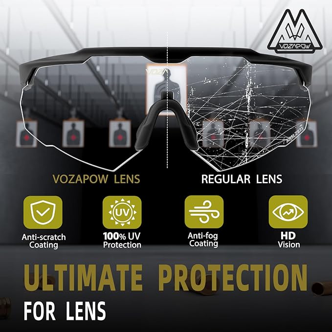 Shooting Glasses Anti Fog with High Definition Lenses, ANSI Z87.1 Certified Tactical Safety Glasses for Men Women